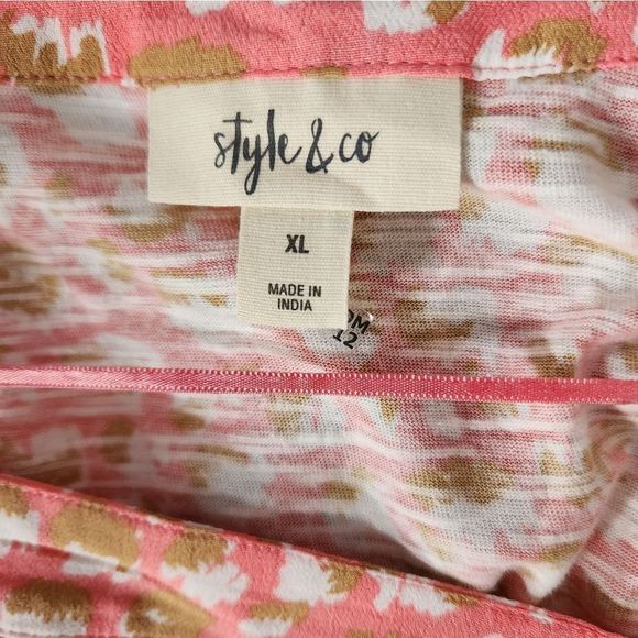 Style & Co. Lightweight peach slub knit long sleeve top square neck XL - Picture 5 of 7